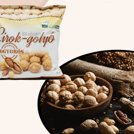 Agroszemek Bio extrudált cirok-golyó mogyorós 75g