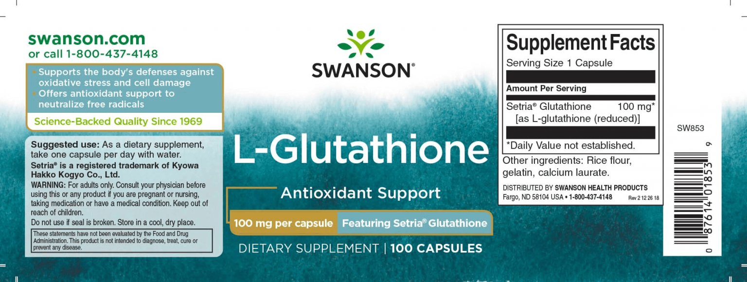 Swanson L-Glutathione (redukált) 100 mg – 100 db