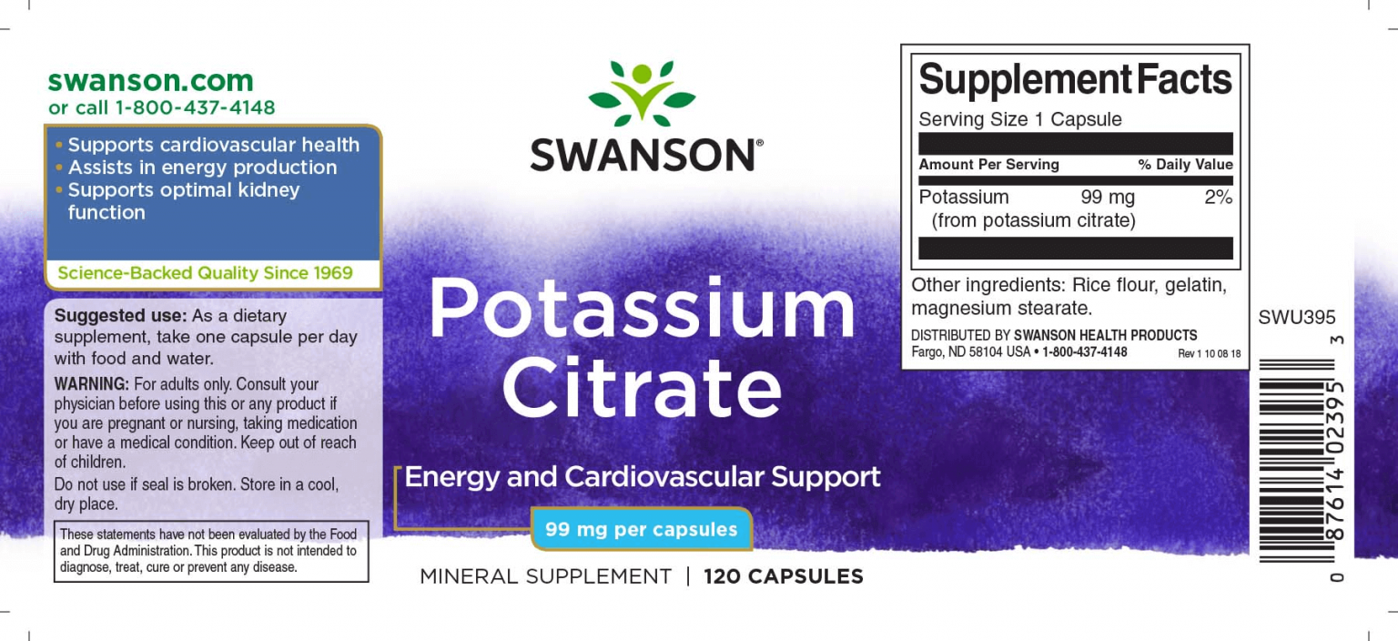 Swanson Kálium-citrát 99 mg / 120 db