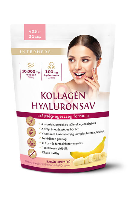 Interherb Kollagén&Hyaluronsav italpor Banán-Split ízű 403g 31 adag